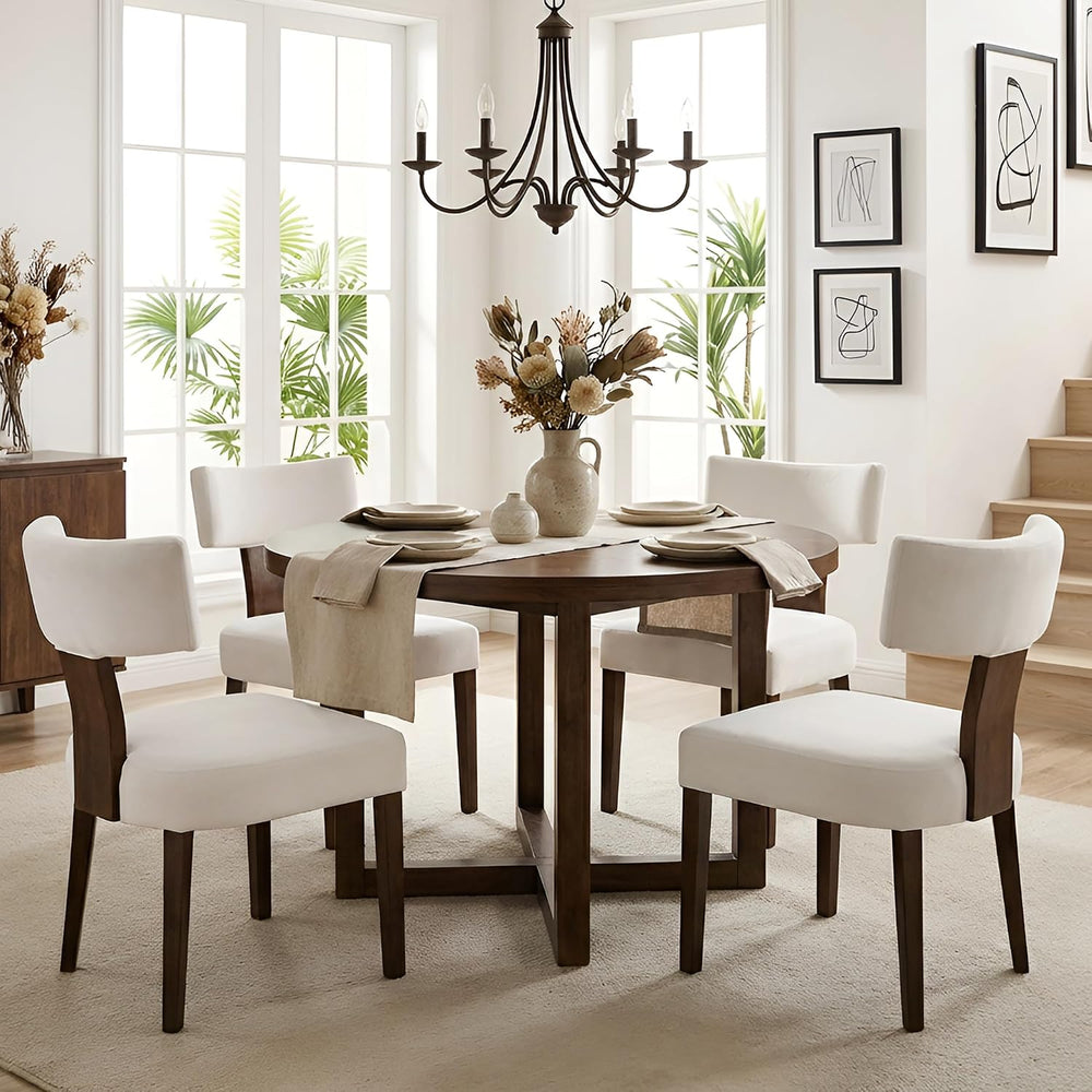 HNY Set of 6 Mid Century Modern Dining Chairs, Farmhouse Velvet Upholstered A...