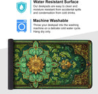 Green Vintage Floral Mouse Pad – Large Extended Desk Mat 35.43 x 15.75 in – Ornate Oriental Carpet Design with Gold & Emerald Motif, Waterproof Surface,Keyboard & Mouse Pad for Office & Home