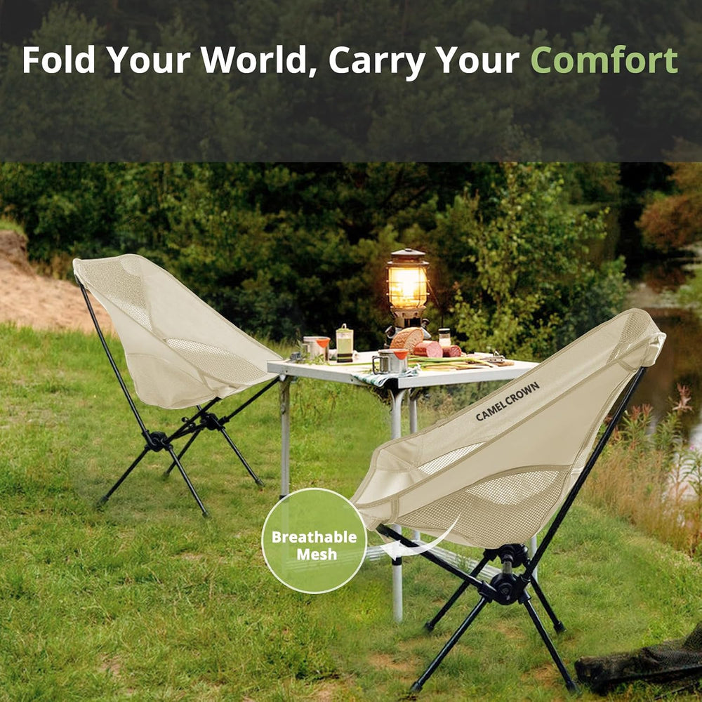 CAMEL CROWN Portable Camping Chair Lightweight Compact Folding Chair Mesh for...