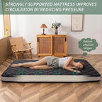 MAXYOYO Japanese Floor Futon Mattress King Size, Floor Futon for Adults, Roll Up Folding Mattress, Diamond Patterned Japanese Futon Mat, Black