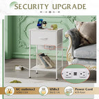 WLIVE Nightstand with Charging Station, 25" H Nightstand with 1 Fabric Drawer and Open Wood Shelf, Bed Side Table for Bedroom, 2-Tier Storage End Table, Small Dresser for Dorm, Entryway, White