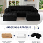 MAXYOYO 104" U Shaped Modular Sectional Sofa with 2 Ottomans, Cloud Boneless Couch with Layered Cushion, Flexible Module Combination Sofa for Living Room, No Assembly Required, Black