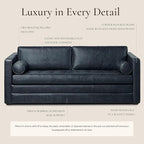 POLY & BARK Napa 82" Leather Pull-Out Convertible Sleeper Sofa in Midnight Blue