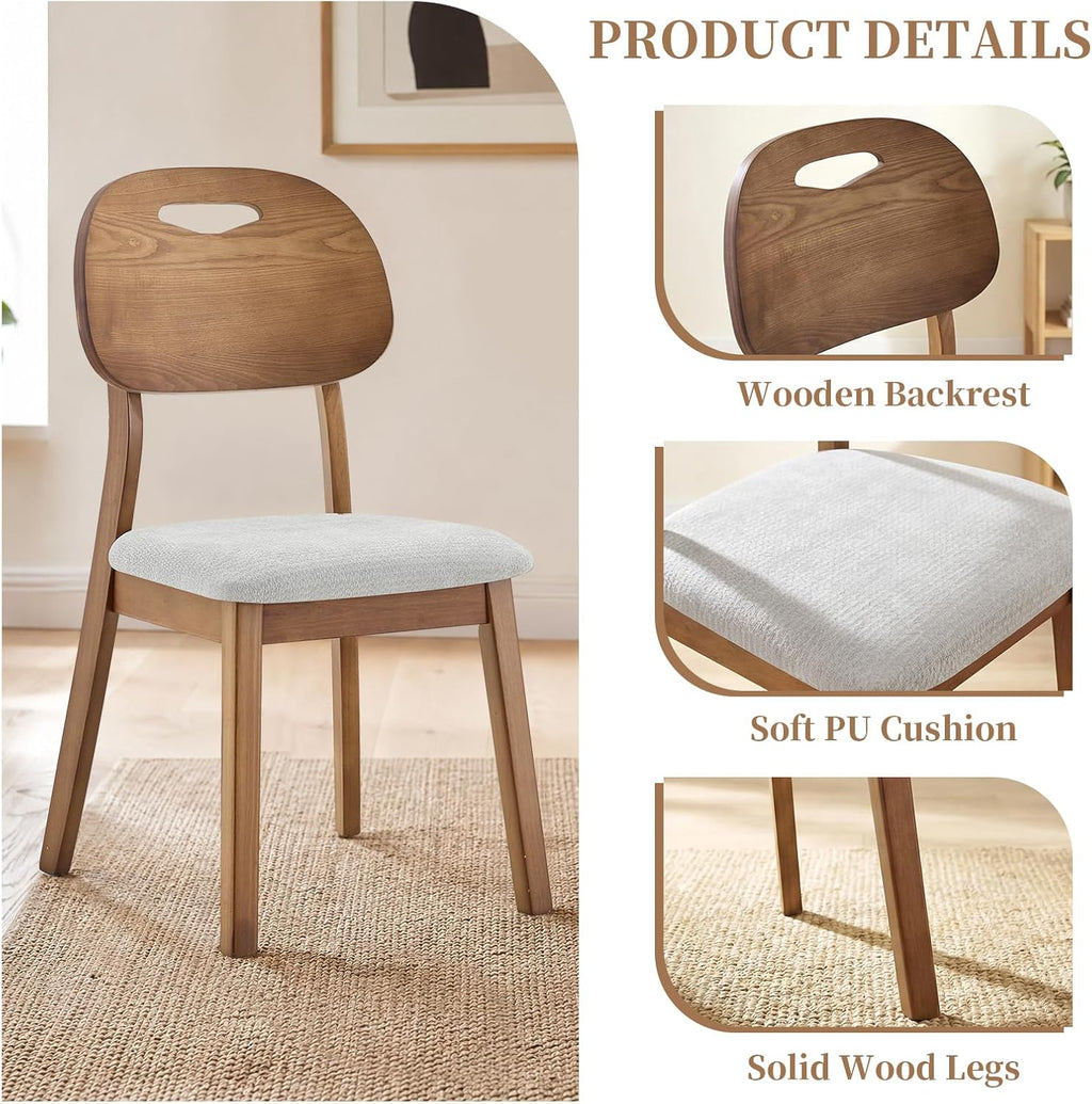 LKTART Dining Table Set for 2, Square Solid Wood Dining Table with 2 Grey PU Dining Chairs, Soild Wood Table Chairs Set of 2 for Small Spaces, Dining Room, Kitchen, Walnut
