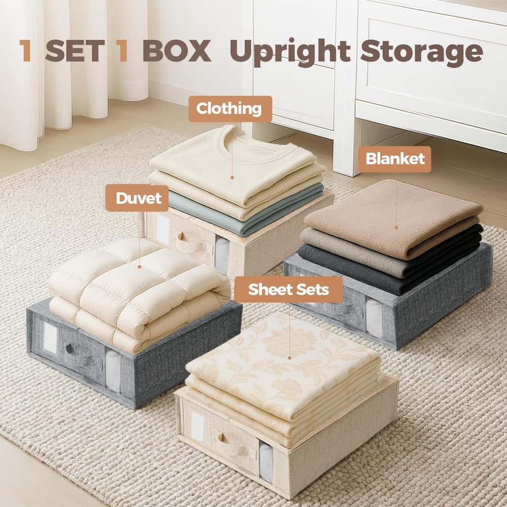 Sheet Organizers and Storage for Linen Closet, 6Pack Beige