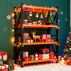 79" H Garage Shelving,4000LBS Heavy Duty Storage Rack,4 Tiers Metal Storage Rack Shelf, Adjustable Shelving Unit for Garage,Kitchen,Warehouse,Basement,78.7" H x 59" W x 19.6" D,Black&Orange
