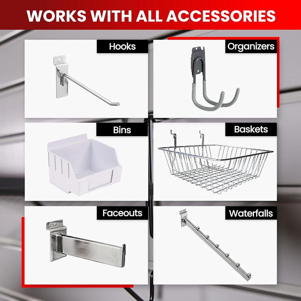 DLDIRECT 3 Colors - Slatwall Panel Garage Organizer: Heavy Duty Wall Mounted PVC Rack, Interlocking Slat Paneling for Garage Storage, Slotwall Board, Shelves System
