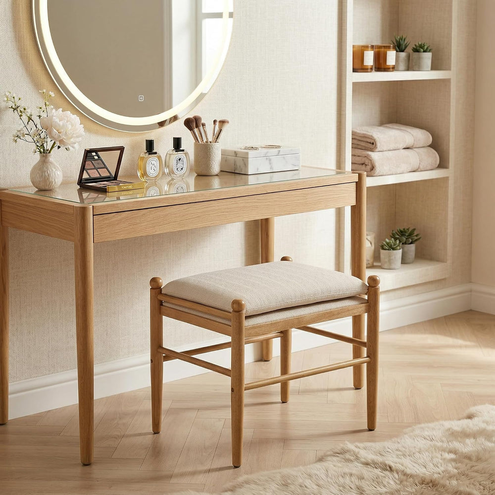 Kmax Ottoman Bench, 19 Inch Tall Vanity Chairs No Wheels, Upholstered Ktichen...