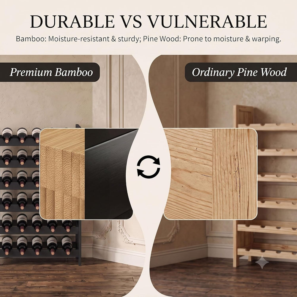 Wine Rack Freestanding Floor 72 Bottle, Bamboo Wine Storage Bottle Holder | 8...