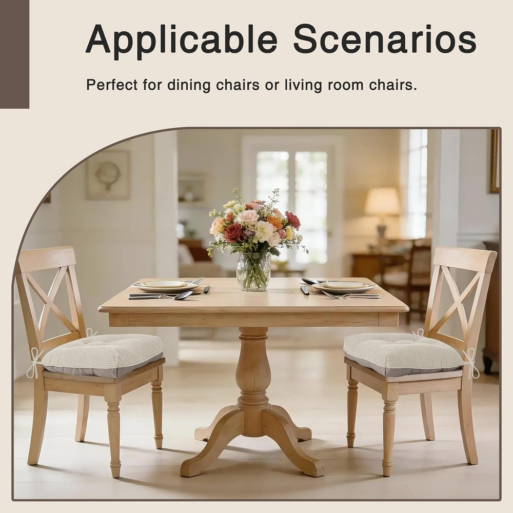 OVOV Dining Chair Cushions Set of 2 with Ties 18"x16.5"x3" Beige