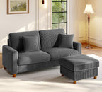 Welzona 70.2" Couches for Living Room, Comfy L Shaped Couch Grey 7.1" Thicker Cushion, Sofas for Living Room Tool-Free Setup, Loveseat with Ottoman 705lbs Support, Corduroy Couch for Bedroom, Office
