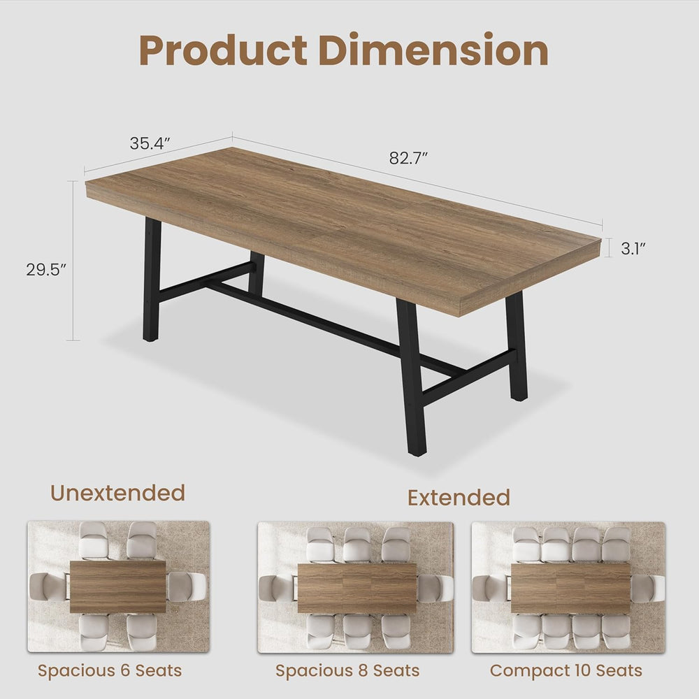 GarveeHome 63-83" Extendable Dining Table, Industrial Rectangular Dining...