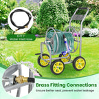 Goplus Garden Hose Reel Cart, 300 FT of 5/8" Large Capacity, Heavy-Duty Metal Hose Cart w/ 4 Wheels, Storage Basket, Portable Water Hose Organizer for Outside Yard, Outdoor Planting Tool (Silver)