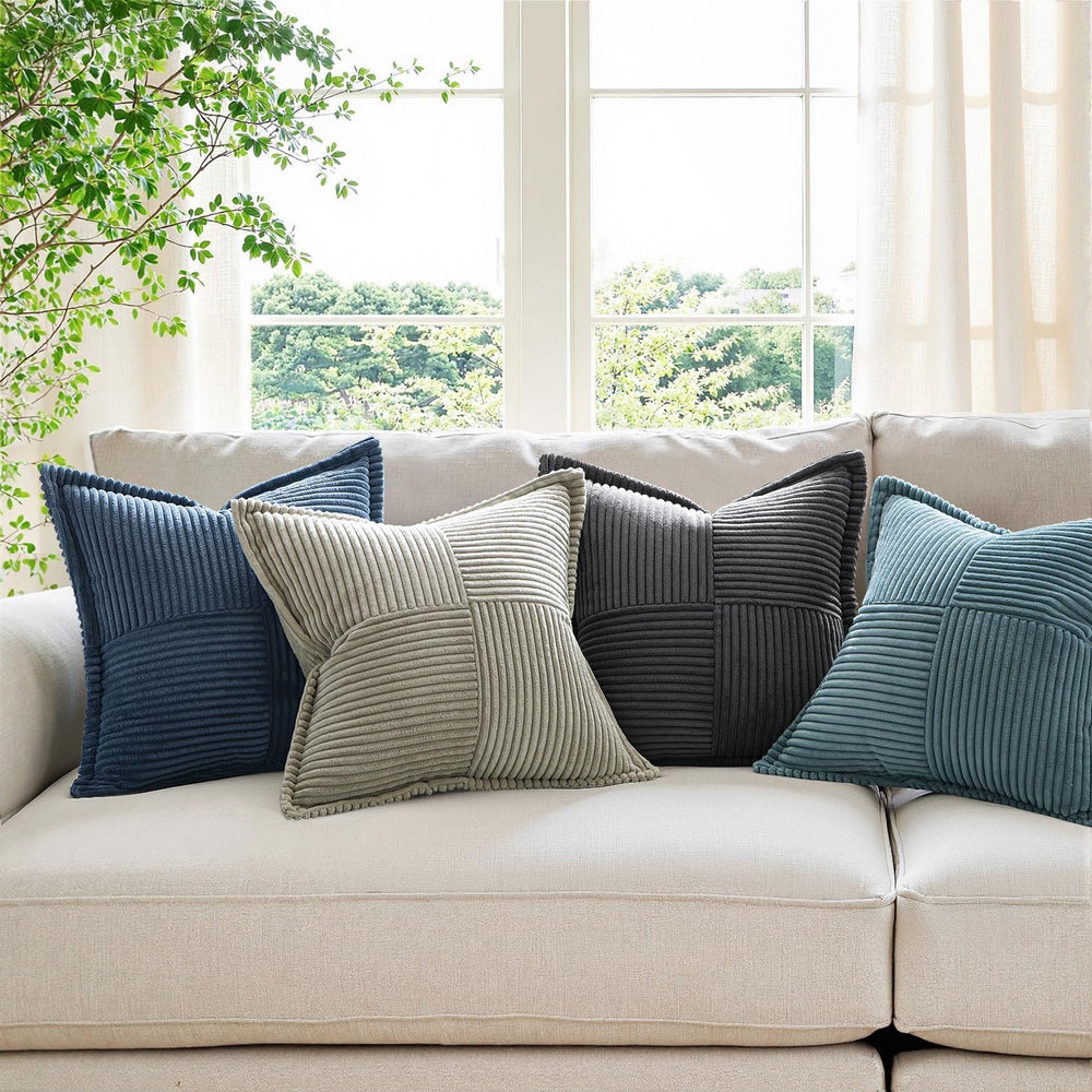 MIULEE Decorative Euro Sham Throw Pillow Covers 24x24 Inch Blue 2 Pack