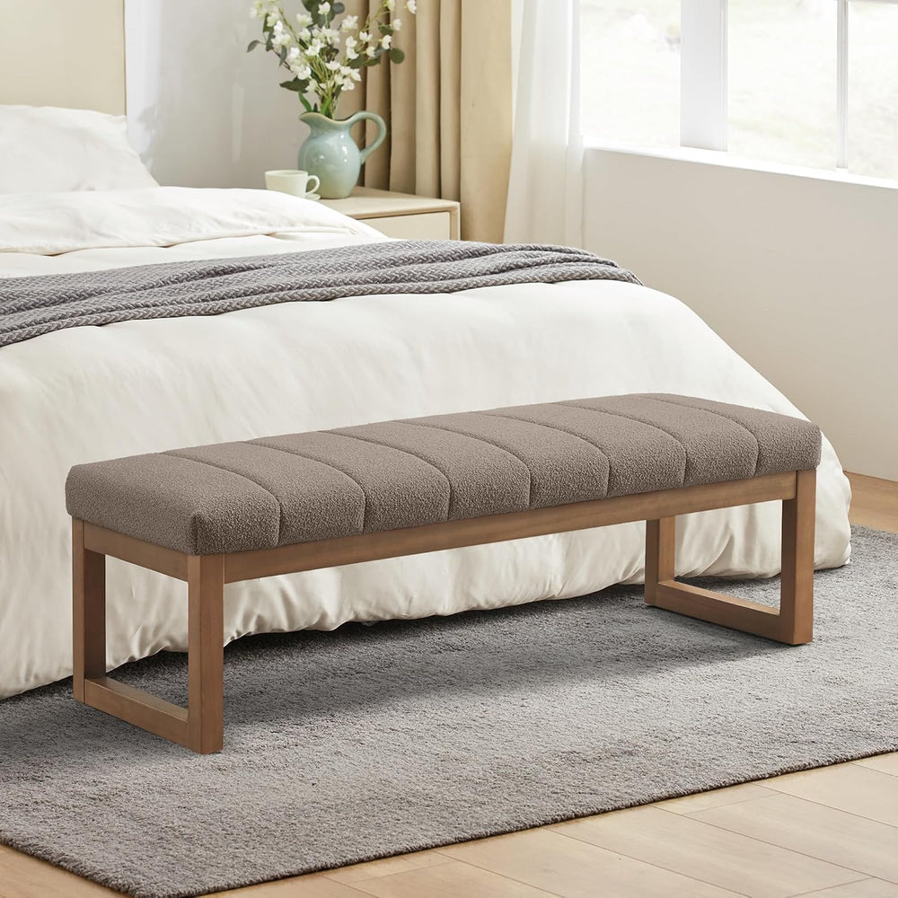 Zihanhome 52.7" Bedroom Bench for End of Bed, Modern Upholstered Teddy F...