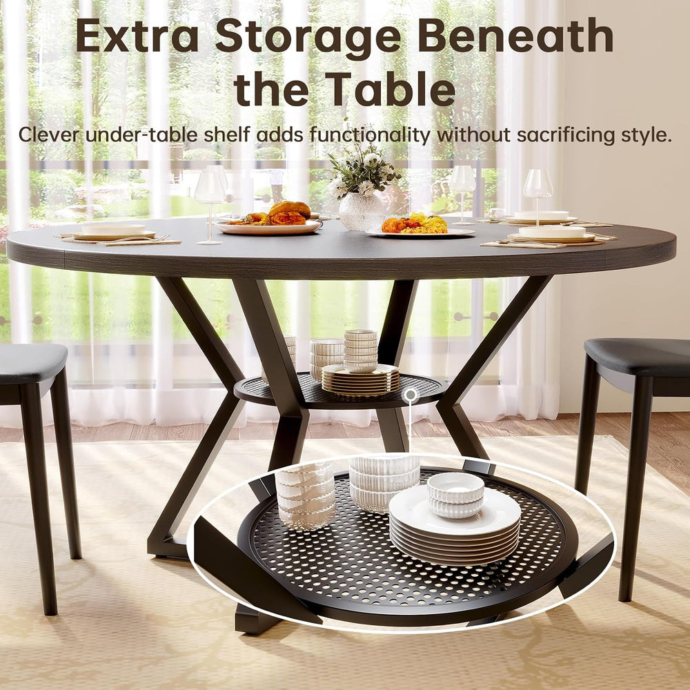 Concho 55" Round Dining Room Table for 6-8,Circle Kitchen Dining Dinner ...