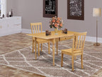 East West Furniture MZAN3-OAK-W 3 Piece Dining Table Set for Small Spaces Contains a Rectangle Dining Room Table with Dropleaf and 2 Wood Seat Chairs, 36x54 Inch, Oak