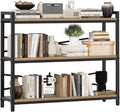 3 Tier Bookshelf 39.37" Width, Dorm Desk Hutch, Desk Shelf, Long Industrial Bookcase, Wooden Large Book Shelf for School Home Living Room Bedroom Office Storage(Light Coffee)