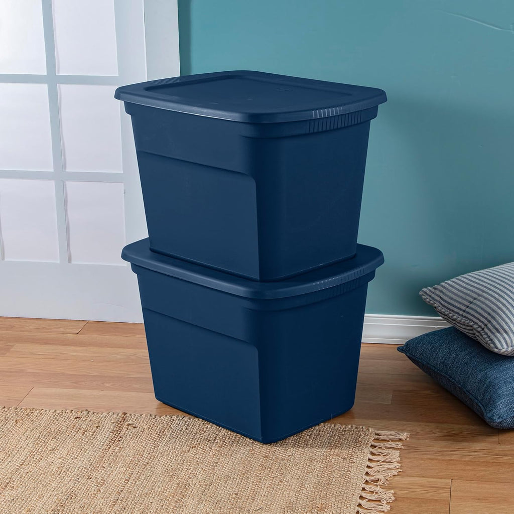Sterilite 32-Pack Plastic Storage Bins, 18 Gallon Tote Containers with Lids, Marine Blue
