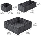 Posprica Woven Storage Baskets for Organizing, Small Baskets Cube Bin Container Tote Organizer Divider for Drawer, Closet, Shelf, Dresser, Set of 4(Dark Grey)