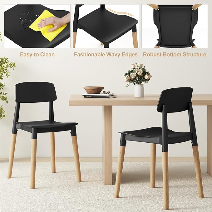Giantex Modern Dining Chairs Set of 4, Plastic Dining Side Chair Set w/Sturdy...