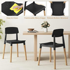 Giantex Modern Dining Chairs Set of 4, Plastic Dining Side Chair Set w/Sturdy Wooden Legs, Ergonomic Backrest & Wide Seat, Armless Kitchen Chairs for Dining Room Living Room Restaurant Cafe (Black)