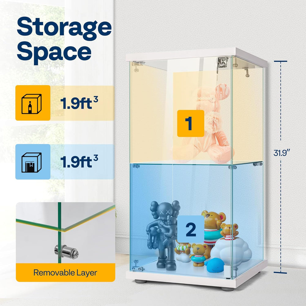 VIVOHOME 2 Layers 15.7''W x 15.7''D x 31.9''H Glass D...