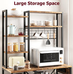 IDEALHOUSE Bakers Rack with Power Outlet, Microwave Stand with 2 Wire Drawer, Industrial Coffee Bar Station, 7-Tier Kitchen Bakers Rack with Large Storage for Spice, Pots Organizer, Rustic Brown