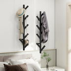 Vlush Wall Mounted Metal Coat Rack with 9 Hooks Modern Minimalist & Upright Coat Rack for Hanging Clothes, Hats, Hanging Bags and Scarves Entrance Wall Iron Coat Racks (Black)