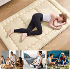 Japanese Floor Futon Mattress Queen Size, 25D High Density Support Foam, 4" Thicken Foldable Mattress Tatami Mat Sleeping Pad Suitable for Camping, Guest Room, Beige 60"x 80"
