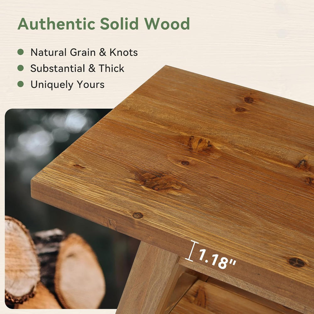 Solid Wood Entryway Bench with Shoe Storage Shelf, 62.99" Long Rustic Ha...