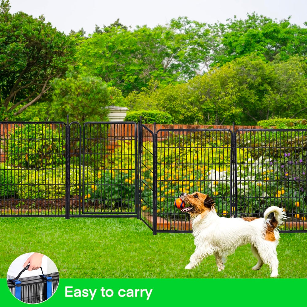 32 in(H) Dog Fence Outdoor For Yard, 21 in Wide Low Threshold Gate, 12 Panels...