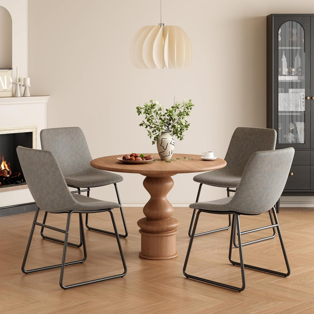 Soohow Mid-Century Modern Dining Chairs Set of 4, Faux Leather Upholstered Ki...