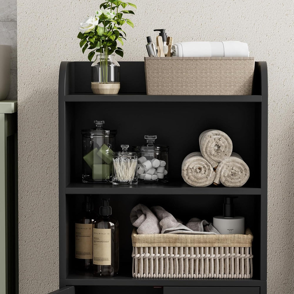 Homhedy Small Bathroom Storage Cabinet, Freestanding Toilet Paper Storage wit...