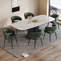 Modern Dining Chairs Set of 6, Upholstered Faux Leather Kitchen Side Chairs with Curved Open Back, Easy Assembly for Dining Room, Restaurant, Cafe, Green