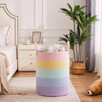 Large Rainbow Hamper Laundry Basket for Baby Girls Kids Nursery | 60L Pastel Unicorn Woven Clothes Hamper Tall Blanket Basket in Playroom Bedroom 15Dx20H inches