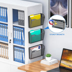 samstar 6 Pack Magnetic File Holder, Mesh Wall File Organizer File Pocket Mail Organizer Paper Folder Holder for Office/Home, No Drilling(Magnetic)