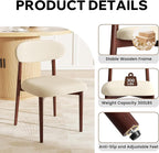 Wooden Dining Chair Set of 3, Modern Dining Chairs with with Curved Back, Fabric Upholstered Kitchen Dining Room Chairs with Adjustable Legs for Farmhouse Dining Living Room,Beige