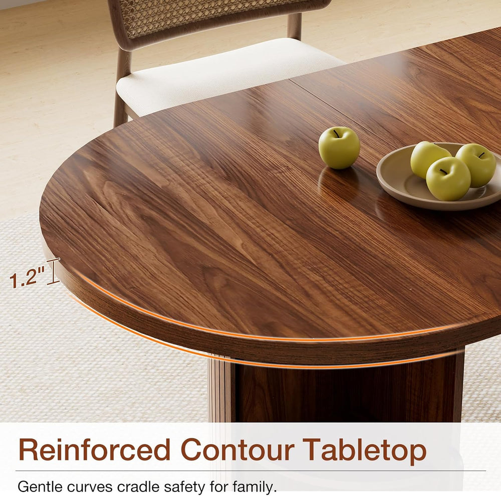 HOMMPA Oval Dining Table with Dual Side Storage 70.8" Modern Kitchen Tab...