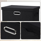 Large 17" 36 Quart Collapsible Stackable Storage Bins with Lids, 3 Packs Black Linen Fabric Closet Boxes with Lids, Storage Cube Baskets Container Organizers for Bedroom Office(17 x12 x11)