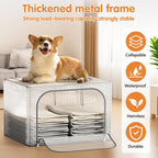 Large size 66L Fully Transparent Openings Clothes Storage Bins with Metal Frame, Stackable & Foldable Storage Box with Lids, Closet Organizers, Cap, Sweater.(19.7x 15.75 x 13 Inches)