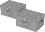 Underbed Storage Basket with Lid, Foldable Bed Sheet Boxes, Home Cube Bins for Organizing Clothes, Shoes, Blankets, Pillows, 15.7x11.8x7.8Inches, Grey, 2 Pack