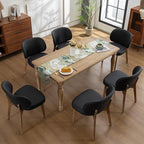 YOUNIKE Dining Chairs Set of 6 Mid Century Modern Kitchen Chair with High Back Faux Leather Upholstered Armless Chair 20" Wide Padded Seat with Wooden Legs for Kitchen Dining Living Room Bedroom Black