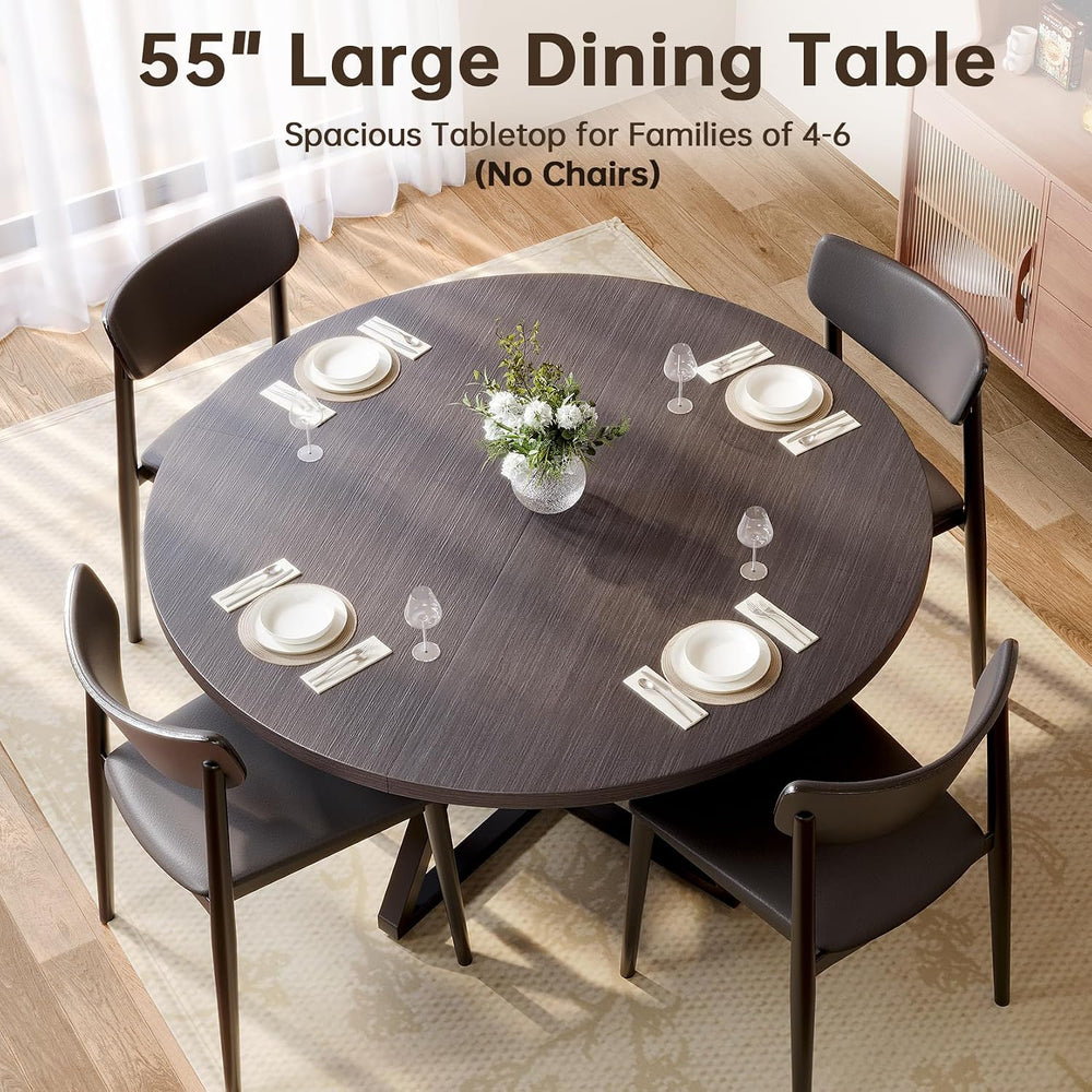 Concho 55" Round Dining Room Table for 6-8,Circle Kitchen Dining Dinner ...