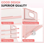 DALTACK Mesh Desk Organizer, 5-Tier Paper Letter Tray with File Holder & Pen Holder & Sliding Drawer, Desktop Organizer and Storage for Desk Accessories Office Supplies, Pink