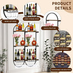 Wall Mount Wine Rack, 3-Tier Metal Oval Design Wine Rack Wall Mounted, Wine Bottle Holder for Home Bar, Wine Kitchen Storage Liquor, Champagne(Black, 6PCS)