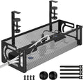 Under Desk Cable Management Tray, 15.7'' No Drill Steel Desk Cable Organizers, Wire Management Tray Cable Management Rack (1 Pack-Black)