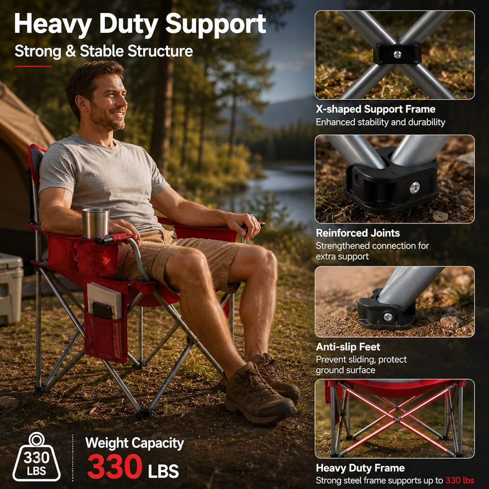 Byliable Oversized Camping Chairs Portable Outdoor 330LBS Capacity Folding La...