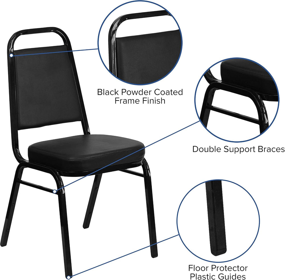 EMMA + OLIVER Black Vinyl Trapezoidal Back Stacking Banquet Chair