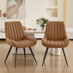 Dining Chairs Set of 4, Mid Century Modern Kitchen Chairs with Soft Cushion, Comfortable Upholstered Fabric Dining Room Chairs for Kitchen, Brown